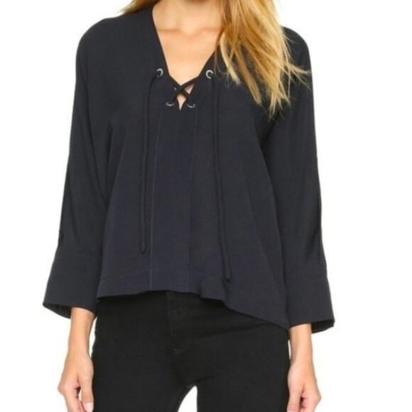 IRO Alis Lace-Up V-Neck Blouse - Picture 1 of 13